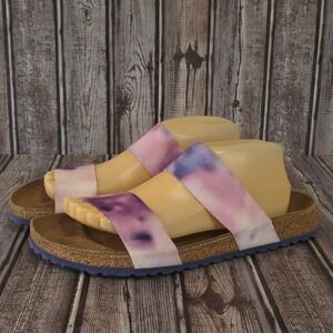 Sz 41 / 10 N Birkenstock Papillio Curacao Purple/ Pink Stretch Slides Sandals